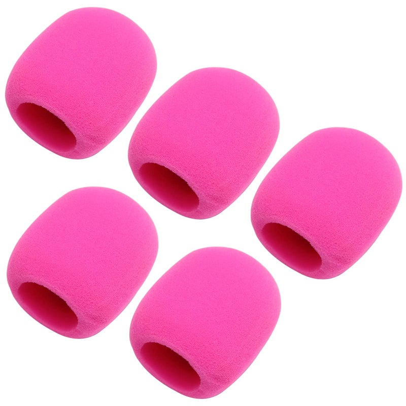 Fielect 5Pcs Microphone Cover Foam Mic Cover Handheld Microphone Windscreen Shield Protection Micro Foam Filter Pink for KTV Broadcasting - Image 1